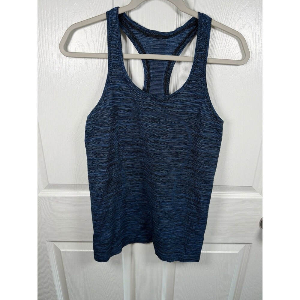 Lululemon Swiftly Tech Racerback Tank Top Blue Black Space Dye Heathered Size 8